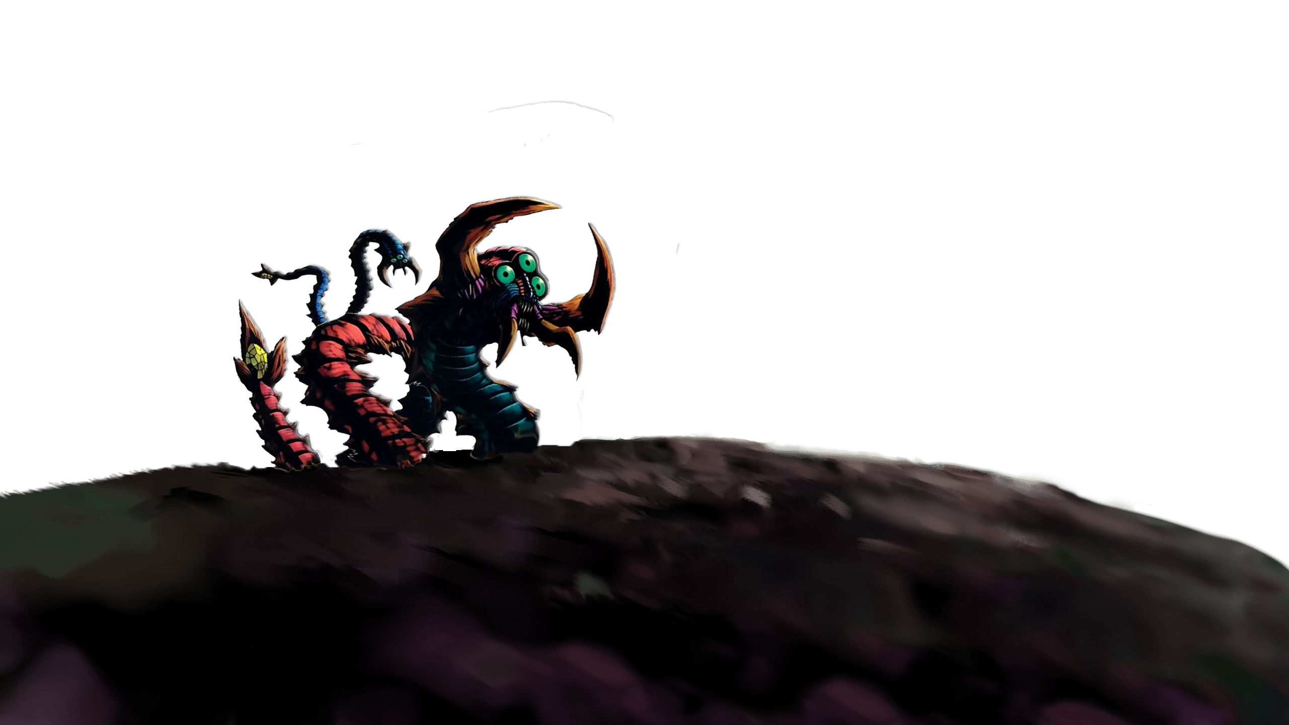 Boss crawling out of the earth atop a hill